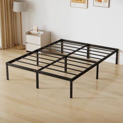 King Size Metal Platform Bed Frame 14 Inch Tall, No Box Spring Needed, Heavy Duty Sturdy Support, Underbed Storage Space, Easy Assembly, Black