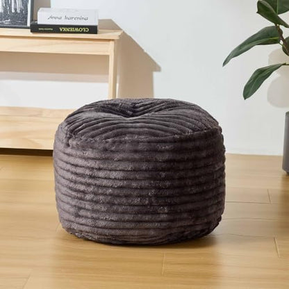 Kisoy Round Pouf Ottoman Floor Poufs Foot Ultra Soft Faux Fur Fabric