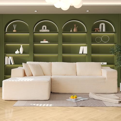 HOMREST 106" Cloud Sectional Boneless Couch, L-Shape Modular Sectional Sofa