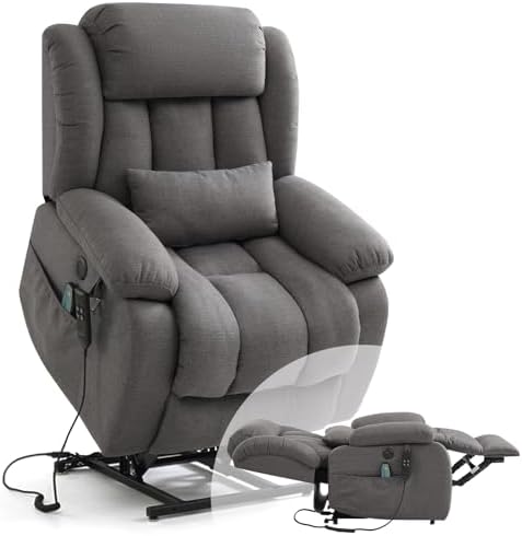 Infinite Position Lay Flat Power Lift Recliner Chair for Elderly, Grey