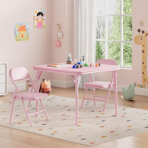 GAOMON 3 Piece Set Folding Table and Chairs Set for Boys and Girls