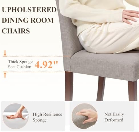 MALOL Upholstered Dining Chairs Set of 6, High Back Kitchen Room Chairs, Mid Century Modern Dining Room Chairs for Kitchen, Living Room, Brown