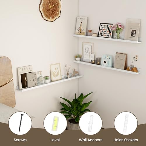 36 Inch Floating Shelves, White Picture Ledge Shelf Set of 2