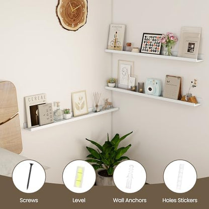 36 Inch Floating Shelves, White Picture Ledge Shelf Set of 2