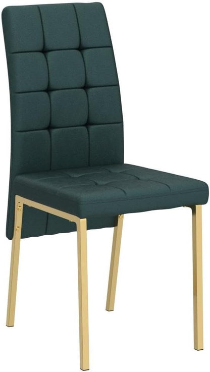 NORDICANA Upholstered Velvet Dining Chairs Classic Kitchen High Back Chairs Set of 4, Featured Dovetail Tufted Side Chairs, Golden Color Metal Legs, Forest Green