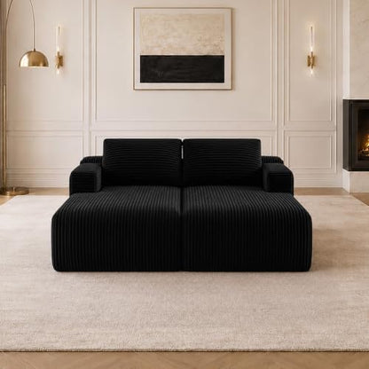 Avenco Modular Sectional Sofa, Boneless Couches for Living Room with Individually Wrapped Coil Support, No Assembly Required, Corduroy Fabric (Black, 67" Sofa Bed)