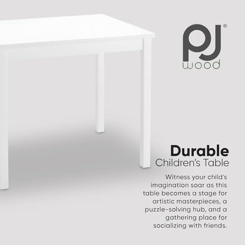 PJ Wood Children's Play Table, Solid Wood, White