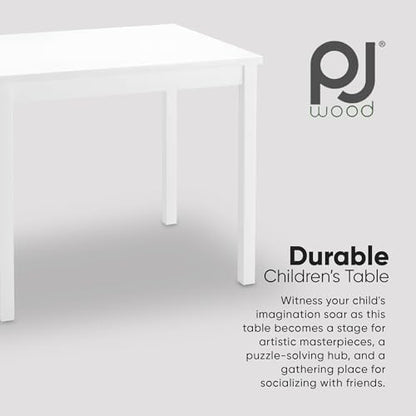 PJ Wood Children's Play Table, Solid Wood, White