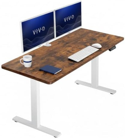 VIVO Electric Standing Desk, Solid 1-Piece 60" x 24" Vintage Brown Top