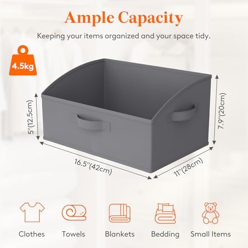Lifewit Trapezoid Closet Storage Bin for Shelf, 6 Packs 19L, Gray