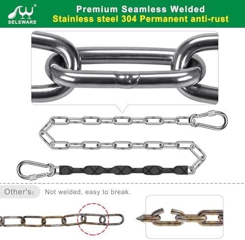 SELEWARE 2 Pcs 85" Stainless Steel Hanging Chains Heavy Duty Swing Chains