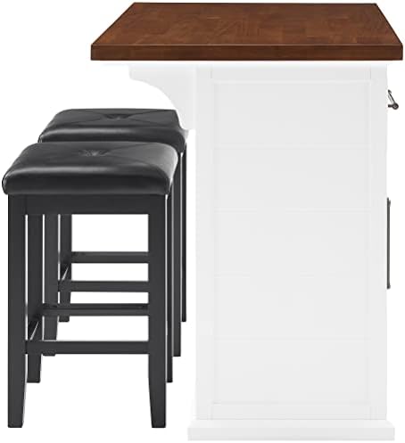 Crosley Furniture Bartlett Kitchen Island Set, Upholstered Stools