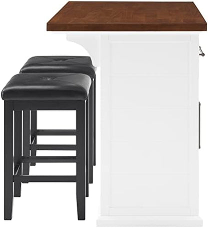 Crosley Furniture Bartlett Kitchen Island Set, Upholstered Stools