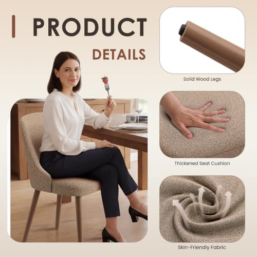 MALOL Upholstered Dining Chairs Set of 2 with High-Back, Light Camel