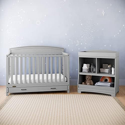 Graco Benton 5-in-1 Convertible Crib with Drawer (Pebble Gray) – GREENGUARD Gold Certified, Converts from Baby Crib to Toddler Bed, Daybed and Full-Size Bed, Full-Size Nursery Storage Drawer