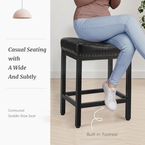 DUMOS 24 Inch Counter Height Bar Stools Set of 2, Kitchen Island, Inky