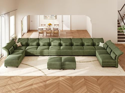 Corduroy Modular Sectional Cloud Couch with Storage, Oversized 14-Seat