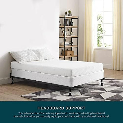 Greaton, Advanced Steel Bed Frame with Extension Glide | Re-Rolled Rail Steel Provides Strength and Durability, Double Riveted Steel Legs, Canoe Clips to Secure Cross Arms, Fits Twin