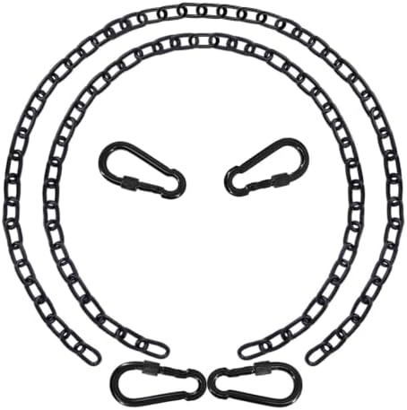 2 Pack 83in Hanging Swing Chain with 4 Carabiners, 660LB Capacity Hanging Kits Heavy Duty Hanging Chair Hardware for Hammock Swing Hanging Chair Punching Bags Sandbag Indoor Outdoor Yoga Gym (Black)