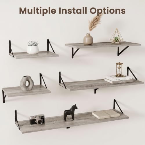 Dreamland Wall Mounted Floating Shelves Set of 2, 30x12, Grey