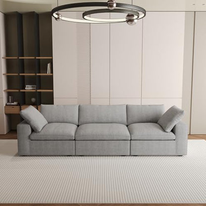 JACH Modular Sectional Couch for Living Room, Modern Convertible Couches, 3 Seats Soft Cloud Couch, Cushion Covers Removable, Modular Sectional Sofas for Living Room Apartment, (Grey)