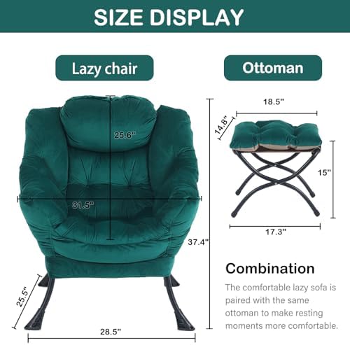 Lazy Chair with Ottoman, Comfy Accent Reading Chair