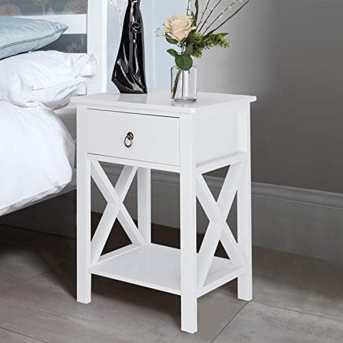 Bonnlo White Nightstand Set of 2, Night Stand Set of 2 with Drawer, Farmhouse Nightstand, End Table/Bed Side/White Side Table for Small Spaces, Kids Room, Bedroom