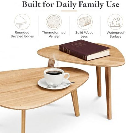 Nesting Coffee Table Set of 2-Mid Century Modern Coffee Table