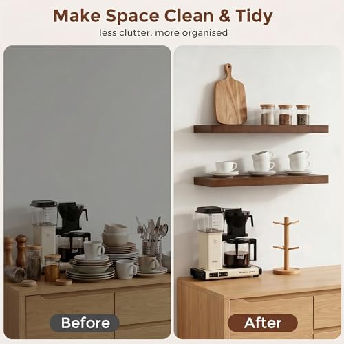 fuqing 20 Inch Floating Shelves 6.7'' Deep Dark Wood Wall Shelves Set of 2