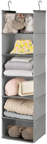 GRANNY SAYS 6-Shelf Hanging Closet Organizer, Foldable Storage, Ash Gray