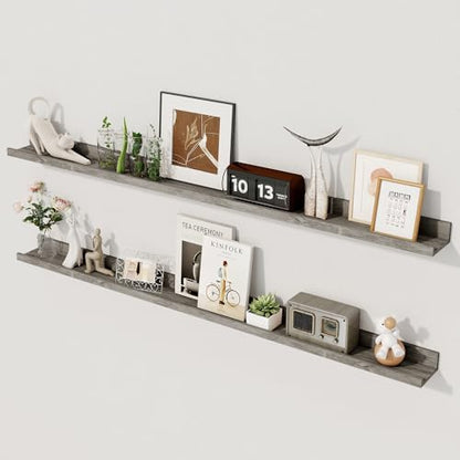 48 Inch Floating Shelves, Grey Picture Ledge Shelf Set of 2