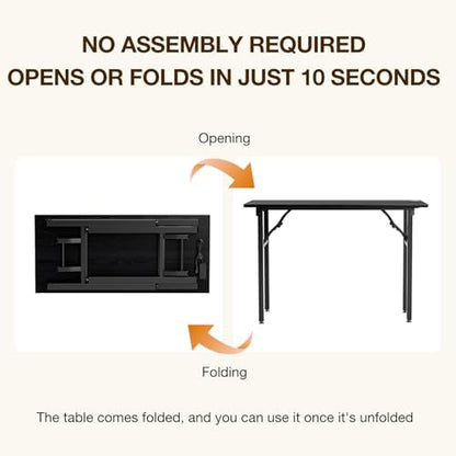 TEMI Small Computer Desk Folding Table - 43.3" Foldable Office Desk, No Assembly, Perfect for Small Spaces in Bedroom, or Apartment, Portable Mini Desk or Study Table Compact Design, Dark Oak