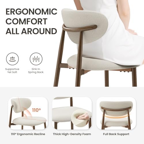 MALOL Upholstered Bar Stools Set of 3, Beige
