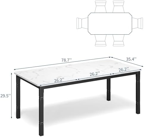 Garvee 78 in Large Industrial Dining Table for 6-8, Kitchen Table with Heavy Duty Metal Legs, Wood Desk with Chamfer Corner for Dining Room, Kitchen, Living Room, Easy Assembly