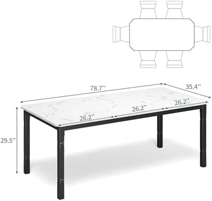 Garvee 78 in Large Industrial Dining Table for 6-8, Kitchen Table with Heavy Duty Metal Legs, Wood Desk with Chamfer Corner for Dining Room, Kitchen, Living Room, Easy Assembly