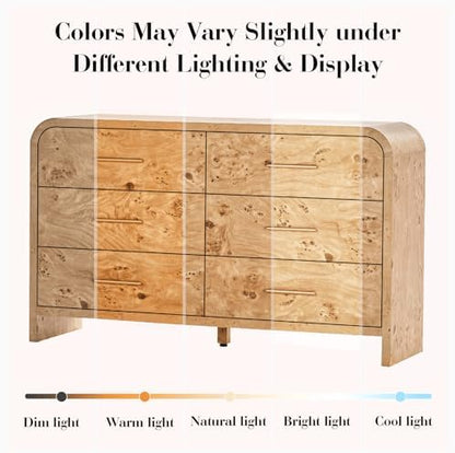 Curved Drawer Dresser for Bedroom with 6 Drawers, 54'' Wide Chest of Drawer