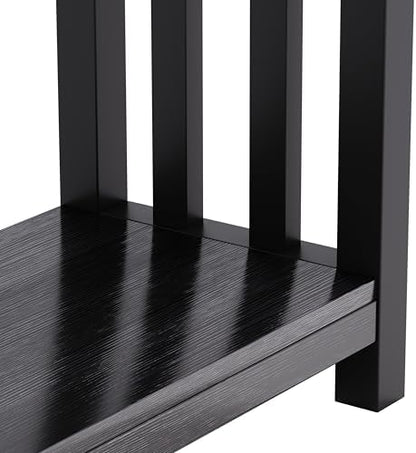 ChooChoo Mission Coffee Table, Black Wood Living Room Table with Shelf, 47 inch