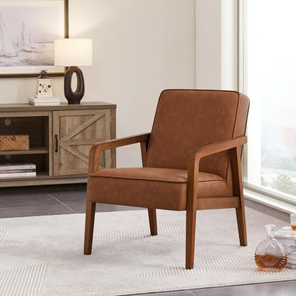 Yaheetech Accent Chair, Mid-Century Modern, Light Brown