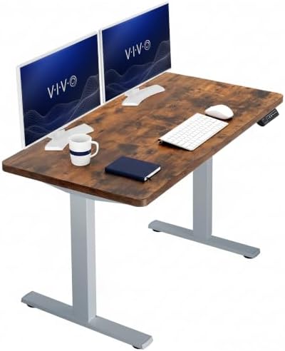 VIVO Electric Standing Desk, Solid 1-Piece 43" x 24" Vintage Brown Top