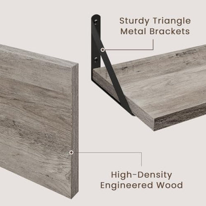 Dreamland Wall Mounted Floating Shelves Set of 2, 16x8, Grey