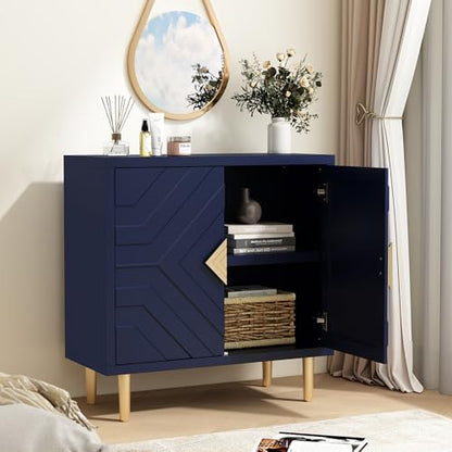 HLR 31.7'' Modern Sideboard Storage Cabinet with 2 Doors, Blue