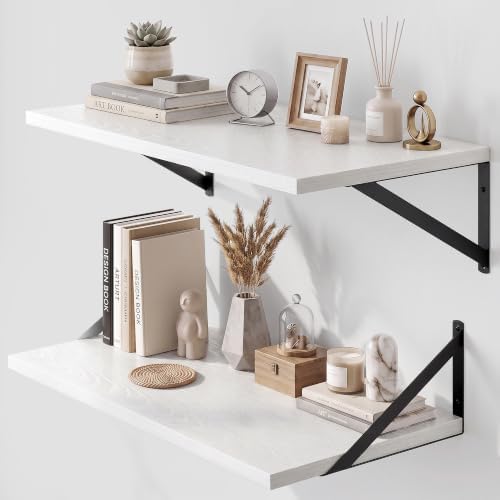 Dreamland Wall Mounted Floating Shelves Set of 2, 24x12, White