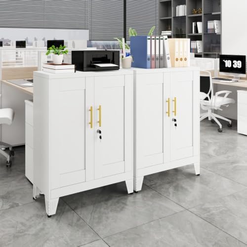 GAIOUS 36" Metal Office File Cabinet, White Locked Garage Storage Cabinets