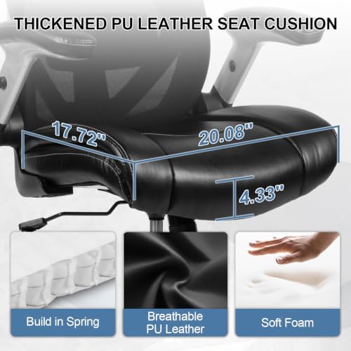 400lbs Big and Tall Office Chair,Ergonomic Heavy Duty Desk Chair,Black