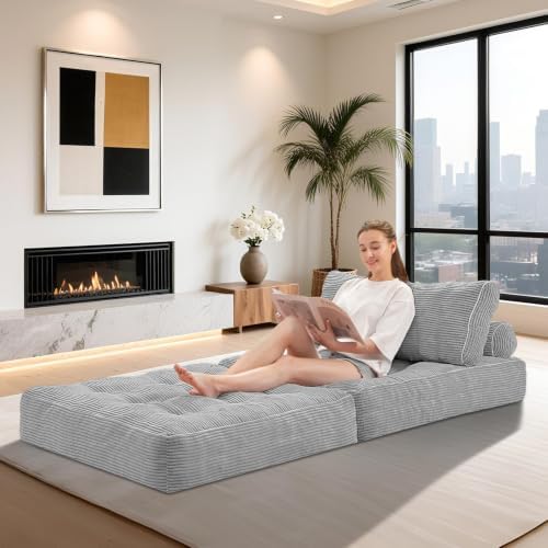 Folding Sofa Bed,Convertible Sleeper Chair Bed w/2-Pillow & Handle