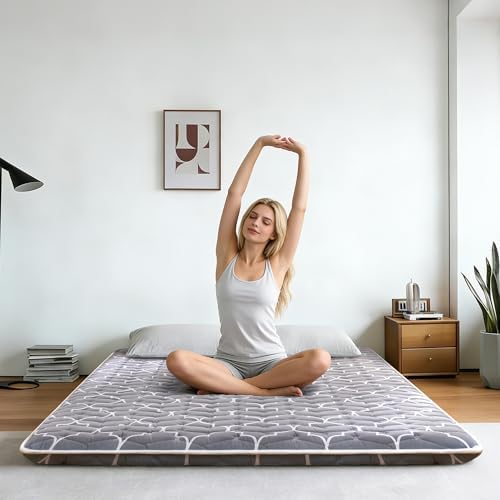 6th Generation Japanese Floor Futon Mattress - Extra-Thick 9-Layer Modern Futon with 100% High-Density Foam, Portable Floor Mattress Sleeping Pad for Adults, Guest Room, Dormitory, Twin XL (39"X80")