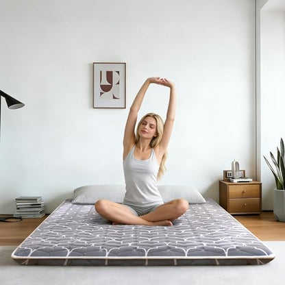 6th Generation Japanese Floor Futon Mattress - Extra-Thick 9-Layer Modern Futon with 100% High-Density Foam, Portable Floor Mattress Sleeping Pad for Adults, Guest Room, Dormitory, Twin XL (39"X80")