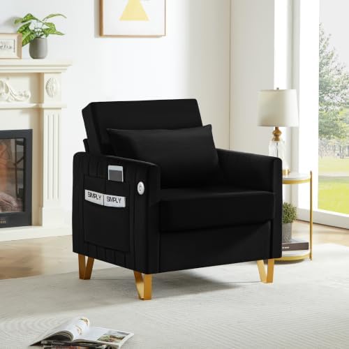 Velvet Accent Chairs, Black Accent Chairs for Living Room Bedroom