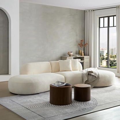 135.4" Oversized Curved Couch, Luxury Modern Sectional Sofa, Beige