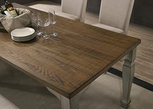 Roundhill Furniture Breda Two-tone Wood Dining Table, Antique Gray and Dark Oak